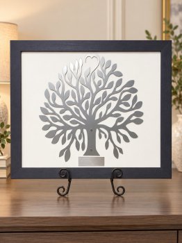 Engraved 25th Anniversary Gift Silver Family Tree Plaque with Heart Top